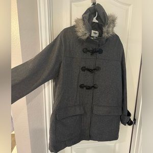 NWT Old Navy winter pea coat w/ faux fur hood